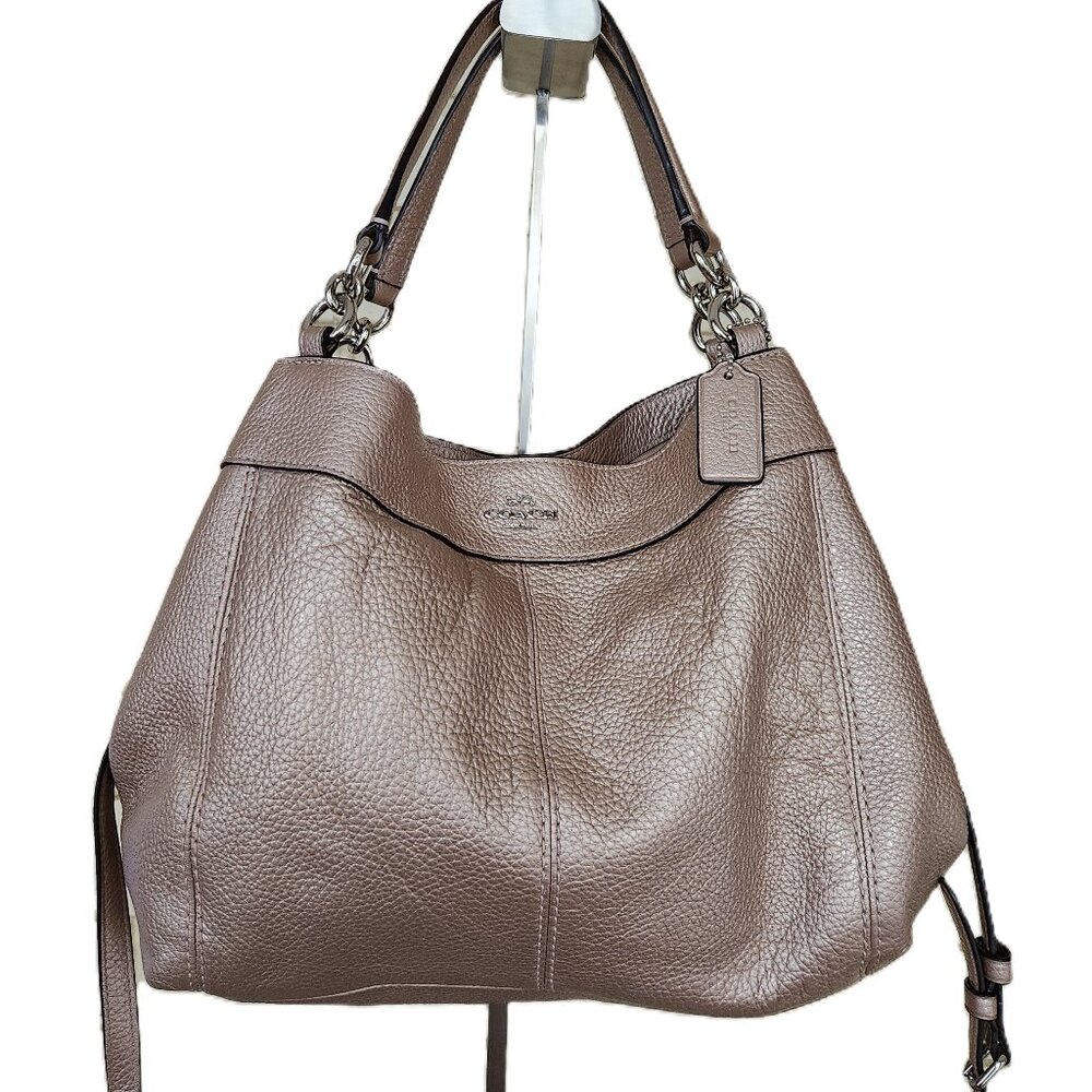Like New Coach Lexy Gold Leather Shoulder Bag Handbag Purse
